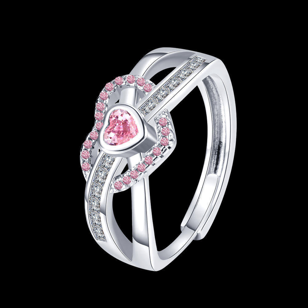 WorldNorse Freya's Winter Heart Rose Ring - Pink & Pink Heart - Adjustable - image 4