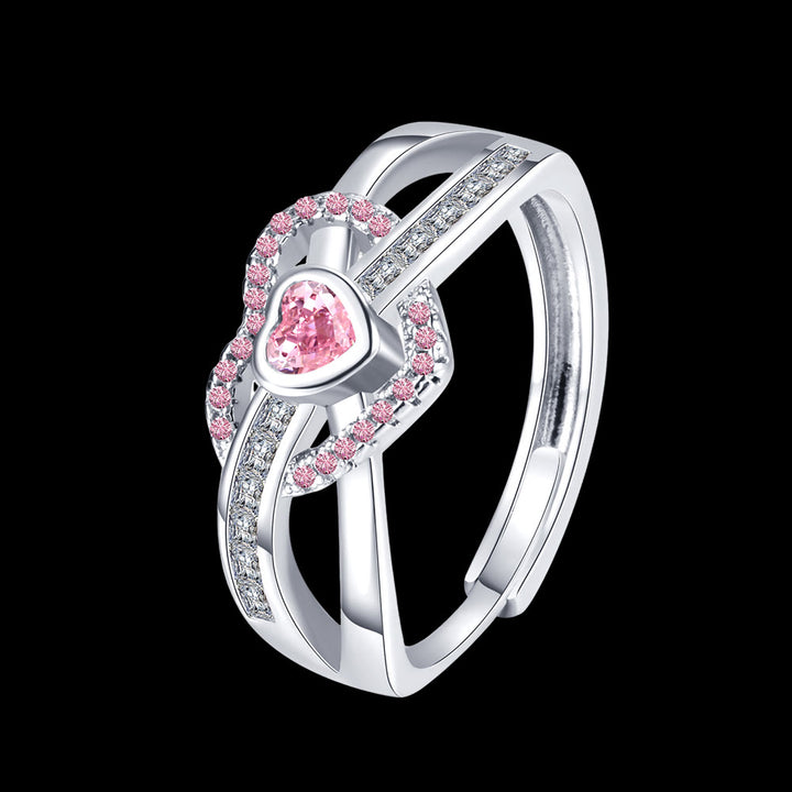 WorldNorse Freya's Winter Heart Rose Ring - Pink & Pink Heart - Adjustable - image 4