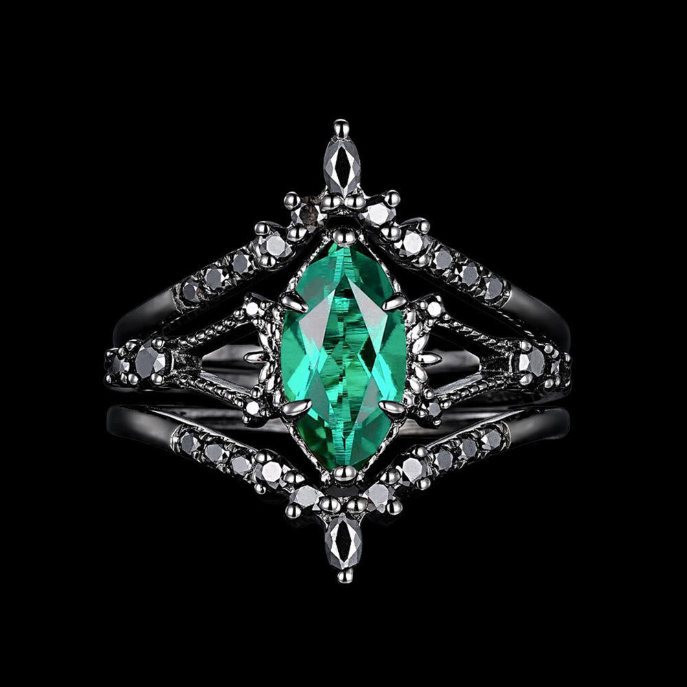 WorldNorse Mystic Emerald Crown 3-Piece Ring Set - UK Size V1/2（US 11） - image 0