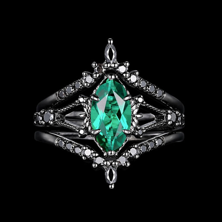 WorldNorse Mystic Emerald Crown 3-Piece Ring Set - UK Size V1/2（US 11） - image 1