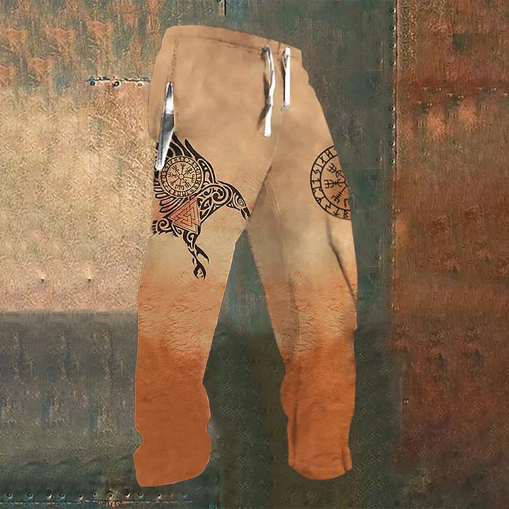 WorldNorse Flying Raven Valknut Vegvisir Gradient Sweatpants - US/UK/AU52，EU62 (6XL) - image 0