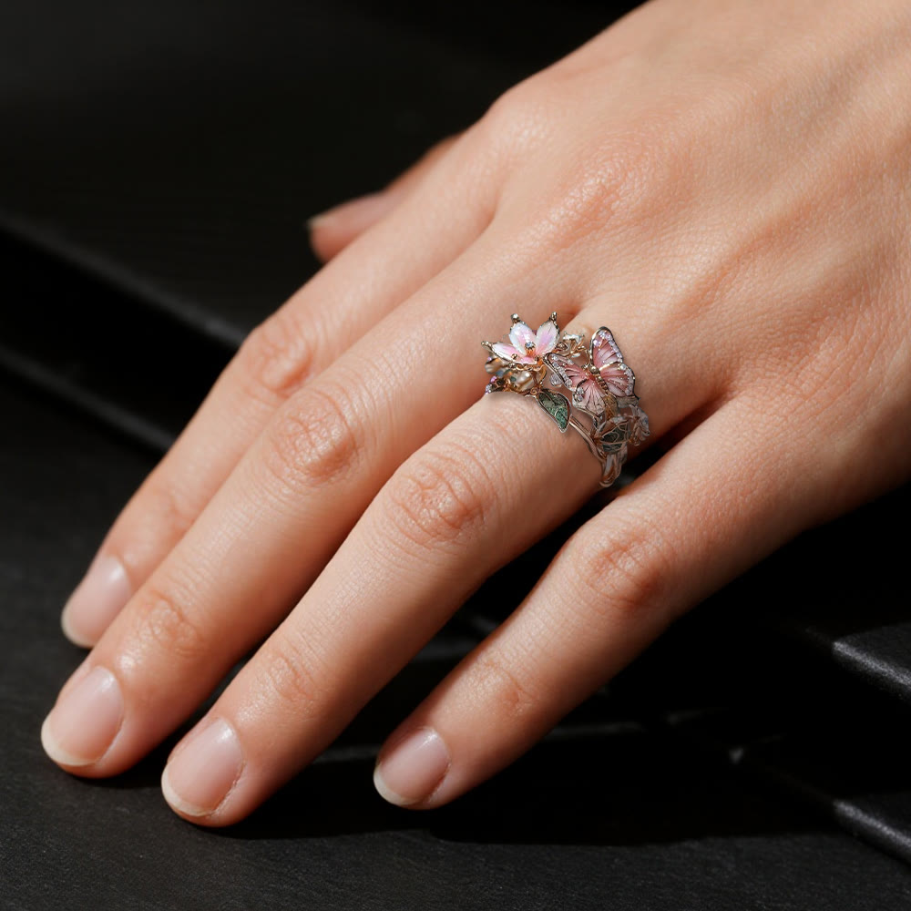 WorldNorse Whispering Blossoms Butterfly Ring - image 1