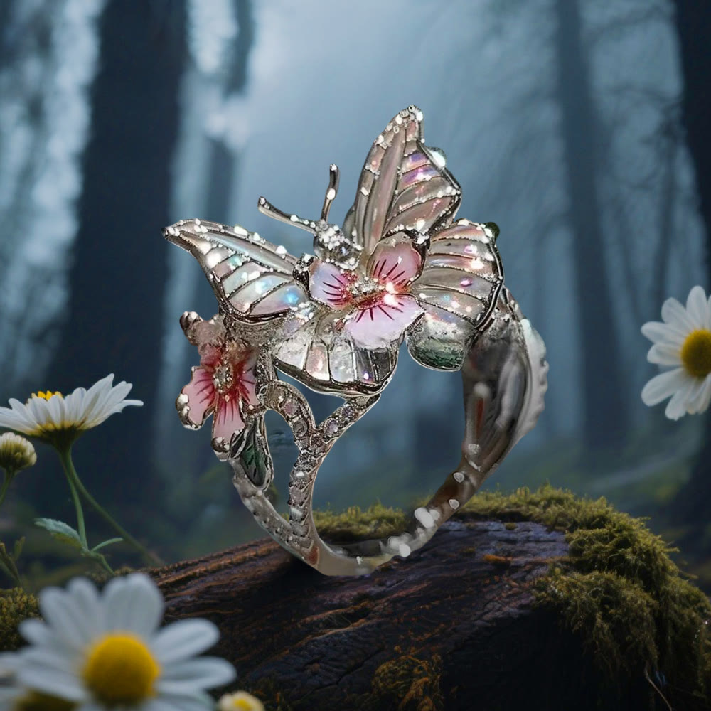 WorldNorse Whispering Blossoms Butterfly Ring - Butterfly#B - Silver - image 8