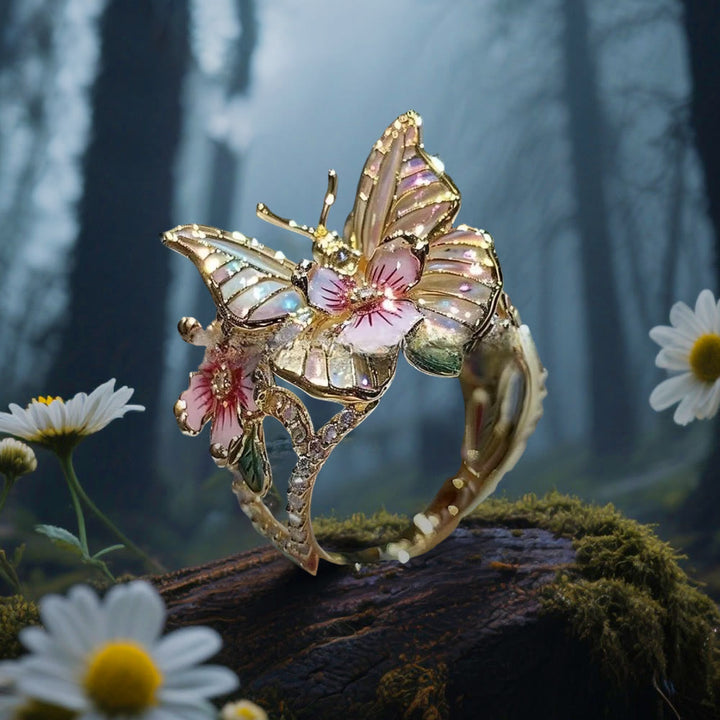WorldNorse Whispering Blossoms Butterfly Ring - Butterfly#B - Gold - image 7