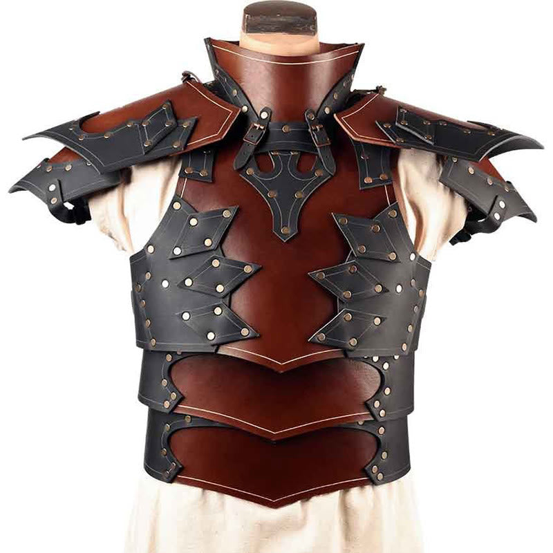 WorldNorse Medieval Renaissance Layered Buckles Shoulder Chest Armor  - Brown - image 0