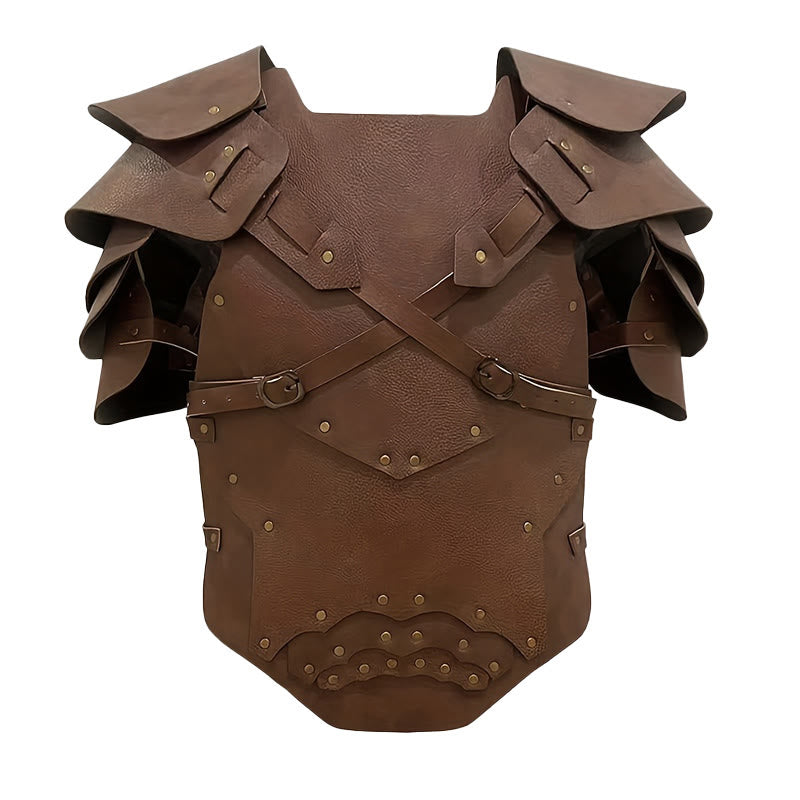 WorldNorse Multi Layered Rivets Arched Chest Armor  - Brown - image 0