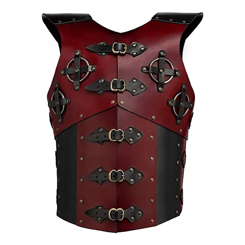 WorldNorse Punk Knight Cross Buckles Decoration Rivets Chest Armor - Red - image 0