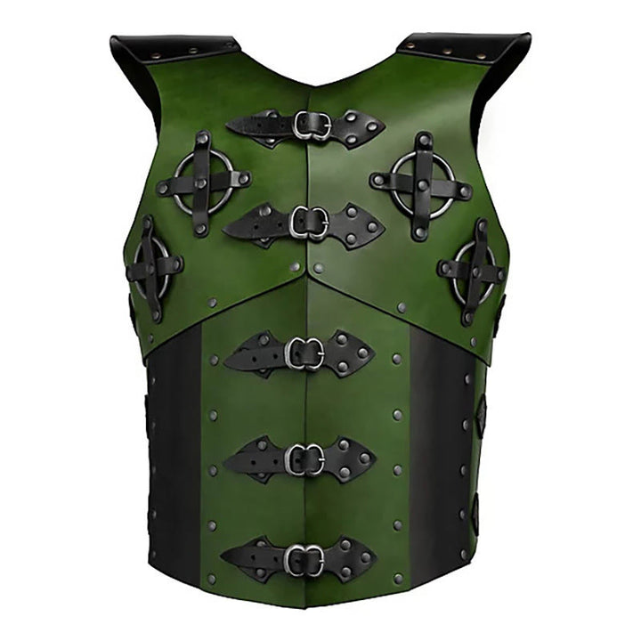 WorldNorse Punk Knight Cross Buckles Decoration Rivets Chest Armor - Green - image 2