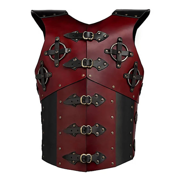 WorldNorse Punk Knight Cross Buckles Decoration Rivets Chest Armor - Red - image 1