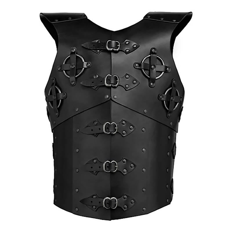 WorldNorse Punk Knight Cross Buckles Decoration Rivets Chest Armor - Black - image 1