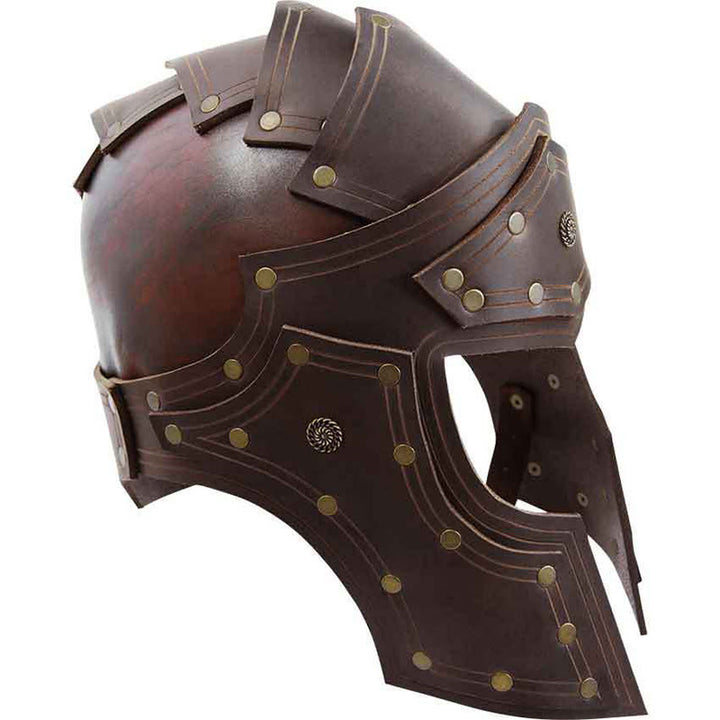 WorldNorse Viking Retro Insignia Rivets Helmet - Dark Brown - image 3