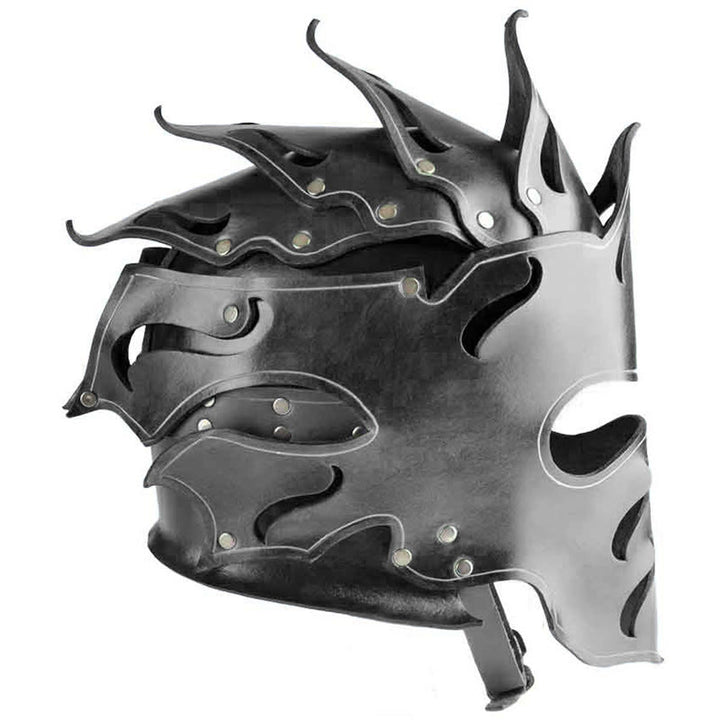 WorldNorse Woodland Flame Shaped Rivets Leather Helmet - Black - image 3