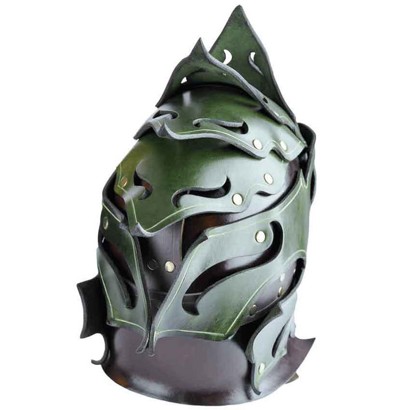 WorldNorse Woodland Flame Shaped Rivets Leather Helmet - image 3