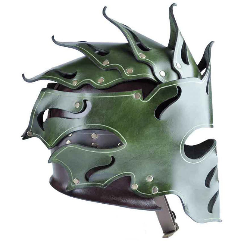 WorldNorse Woodland Flame Shaped Rivets Leather Helmet - image 1