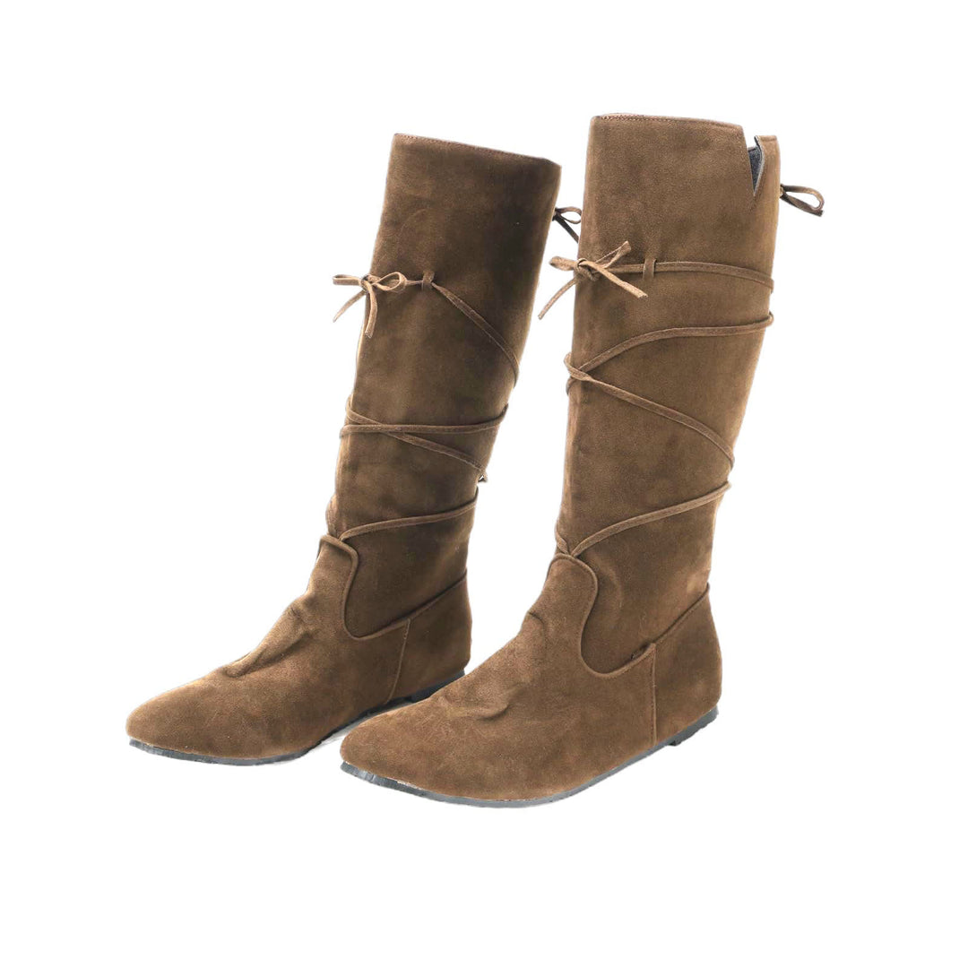 WorldNorse Medieval Leather Lace-up Boots - Khaki - US 13 - image 0