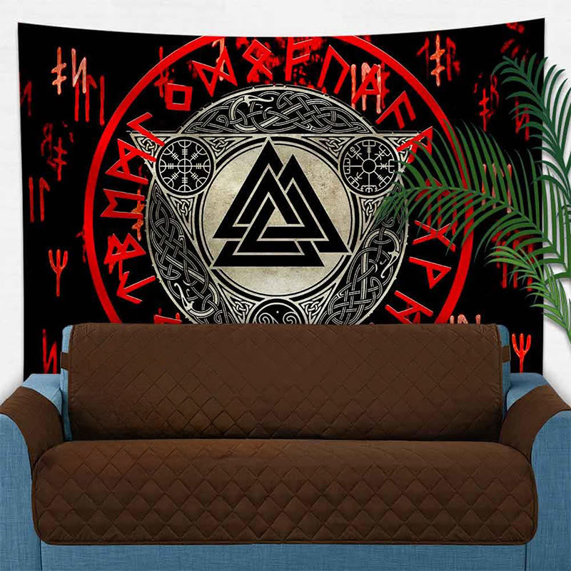 WorldNorse Retro Triquetra Valknut Aegishjalmur Tapestry - image 4