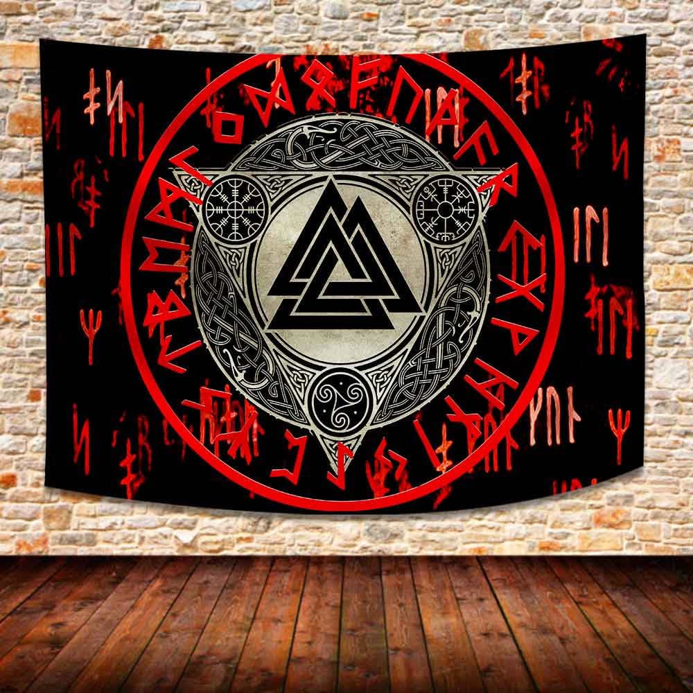 WorldNorse Retro Triquetra Valknut Aegishjalmur Tapestry - image 1