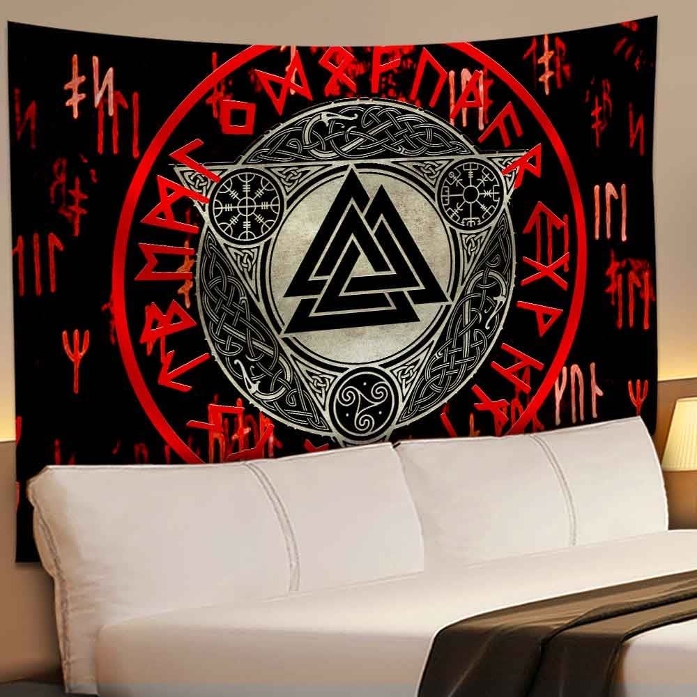 WorldNorse Retro Triquetra Valknut Aegishjalmur Tapestry - image 2