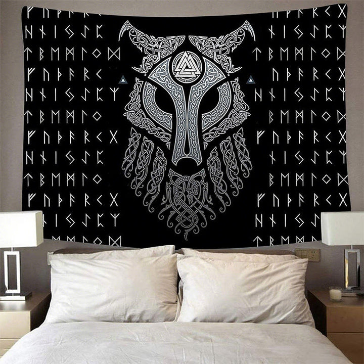 WorldNorse Celestial Fenrir Helm Rune Valknut Tapestry - image 2