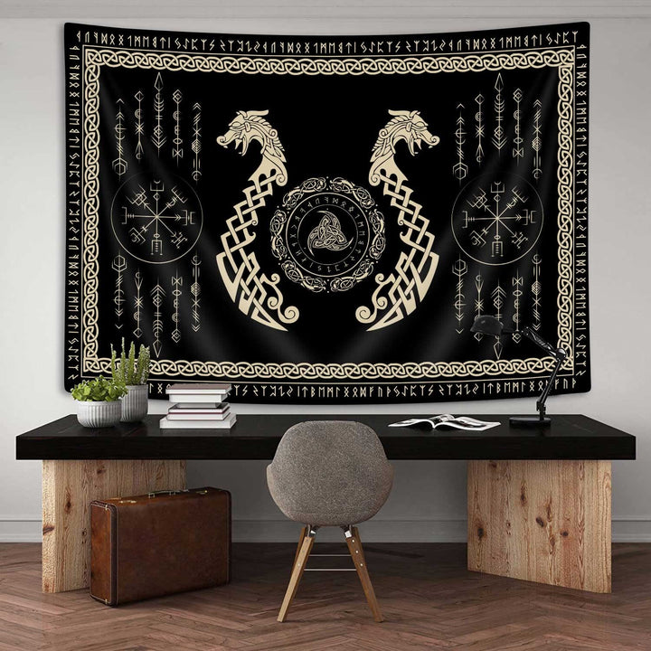 WorldNorse Norse Dragon Celtic Knot Triquetra Tapestry - Norse Dragon - 180X320cm - image 0