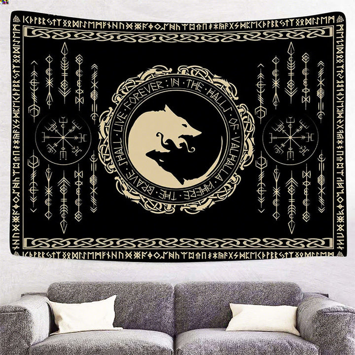 WorldNorse Mythology Wolf Vegvisir Celtic Knot Tapestry - image 2