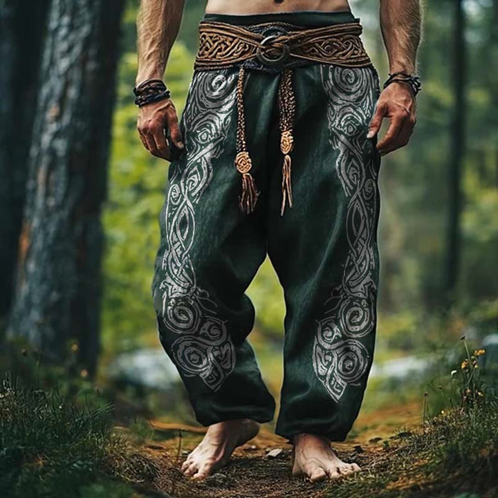 WorldNorse Viking Vintage Celtic Knot Pattern Pants - Green - US/UK/AU50，EU60 (5XL) - image 3