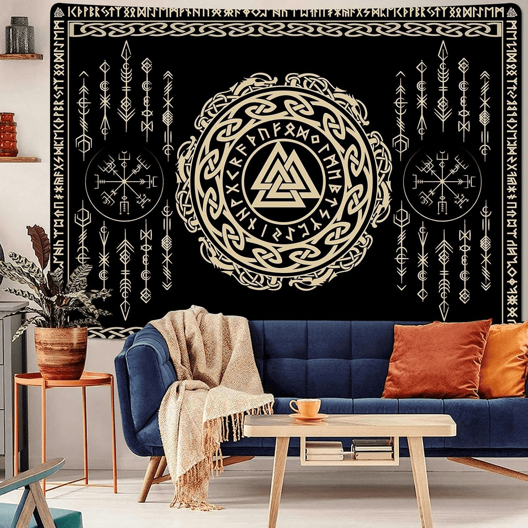 WorldNorse Valknut Celtic Knot Rune Tapestry - Valknut - 180X320cm - image 0
