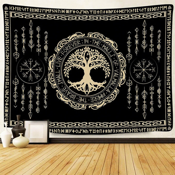 WorldNorse Tree Of Life Vegvisir Tapestry - Yggdrasil - 180X320cm - image 0