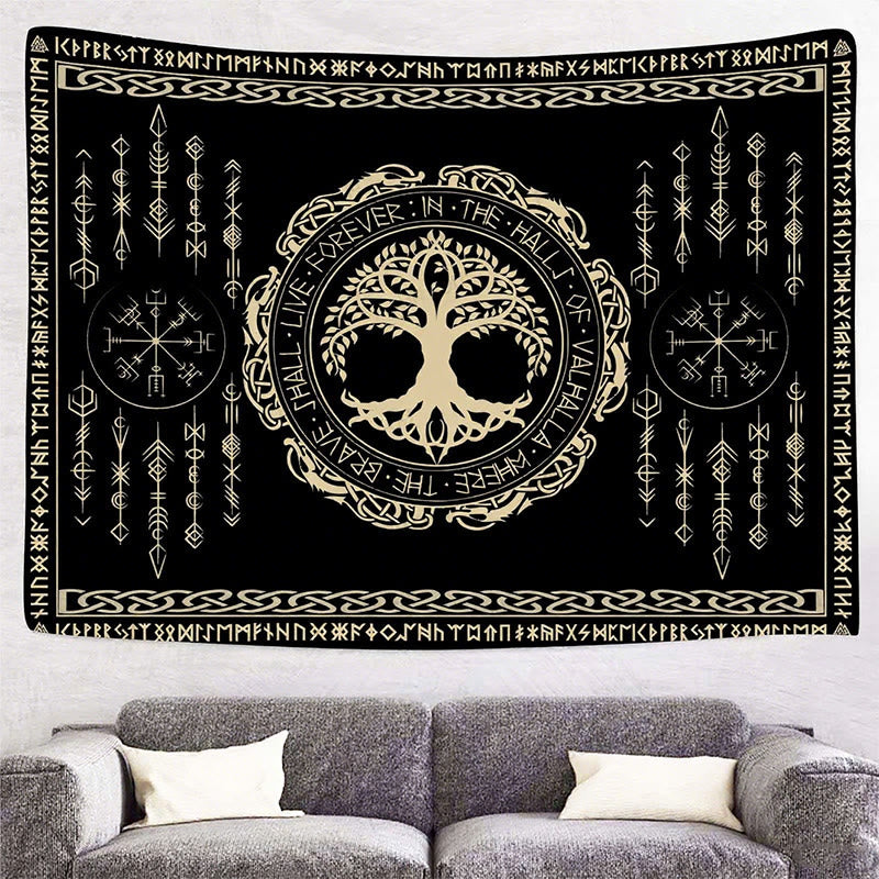 WorldNorse Tree Of Life Vegvisir Tapestry - image 2