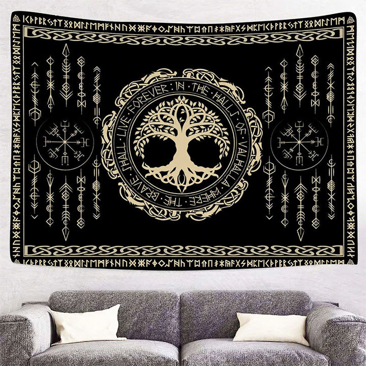 WorldNorse Tree Of Life Vegvisir Tapestry - image 2