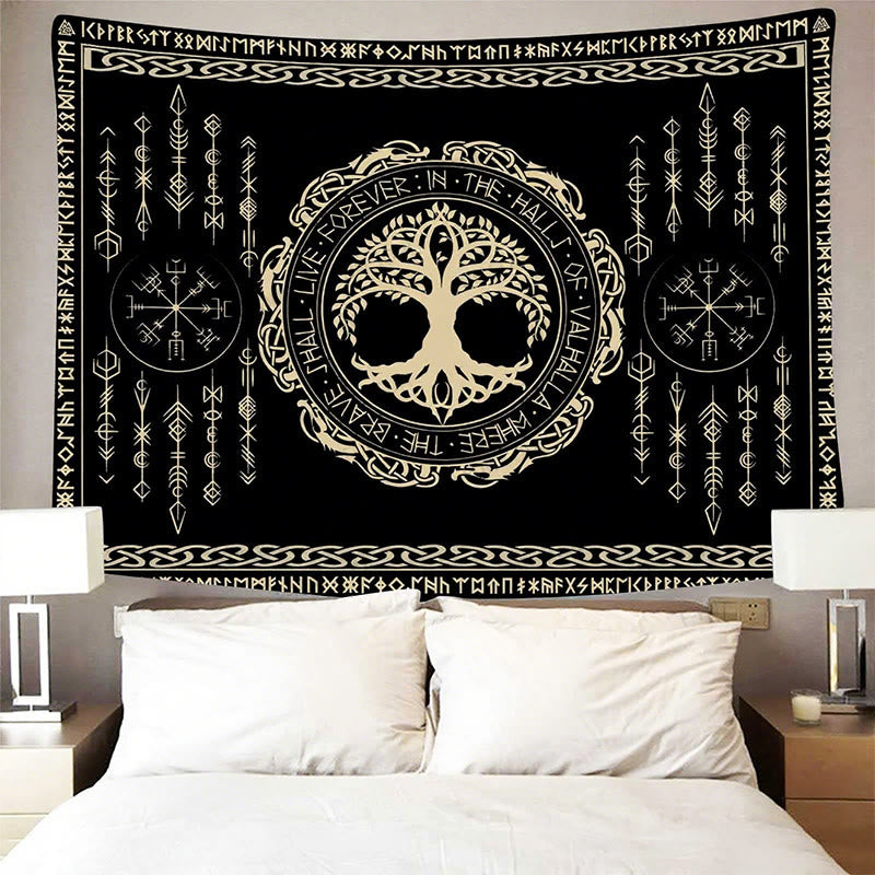 WorldNorse Tree Of Life Vegvisir Tapestry - image 3