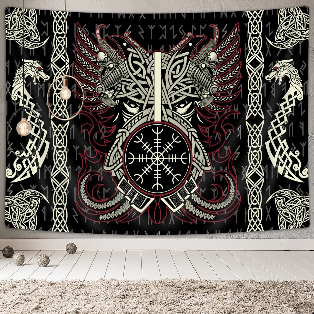 WorldNorse Dragon Helm Of Awe Triple Horn Of Odin Tapestry - image 2