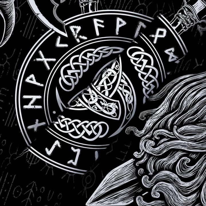 WorldNorse Viking Axe Raven Triple Horn Of Odin Tapestry - image 3