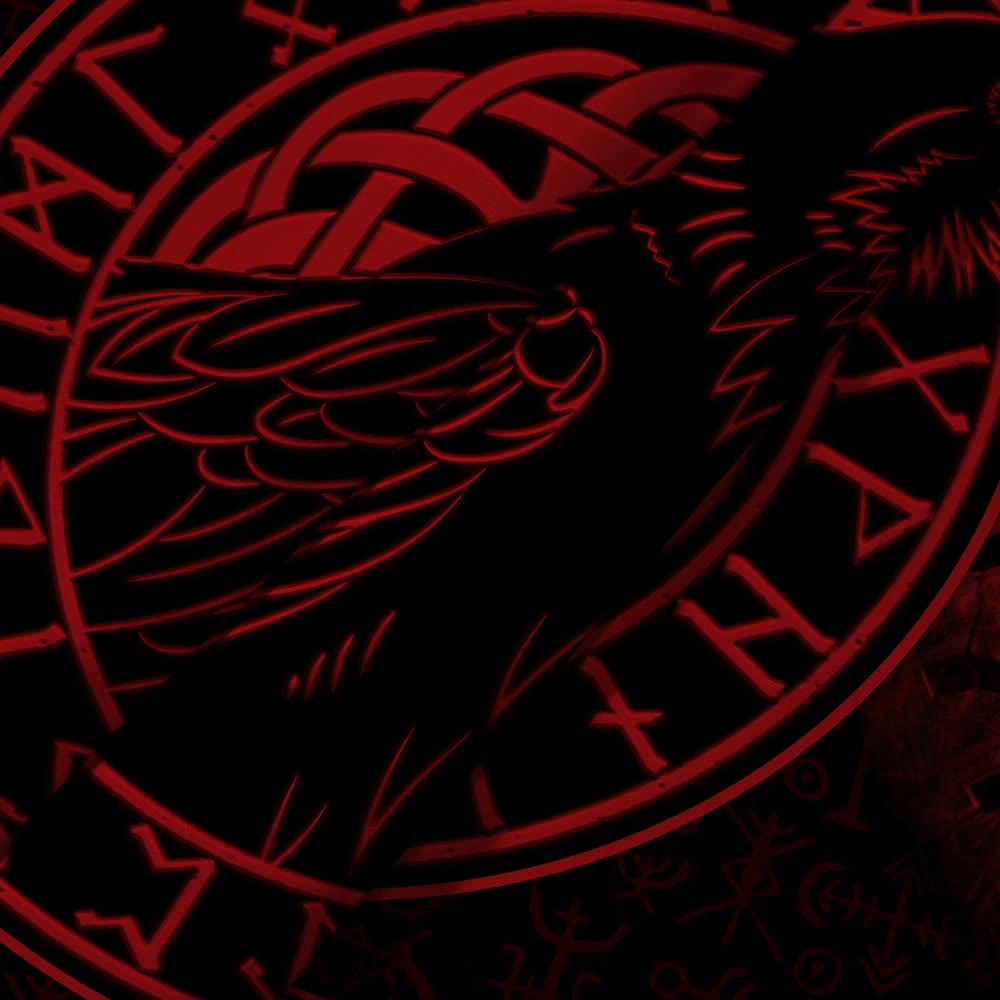WorldNorse Raven Crow Rune Red And Black Tapestry - image 4