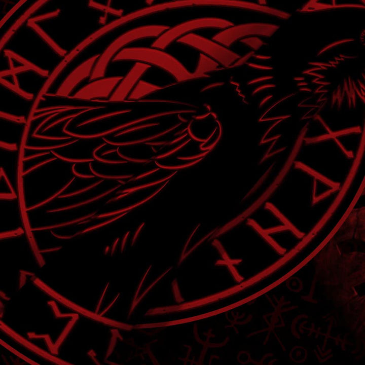 WorldNorse Raven Crow Rune Red And Black Tapestry - image 4