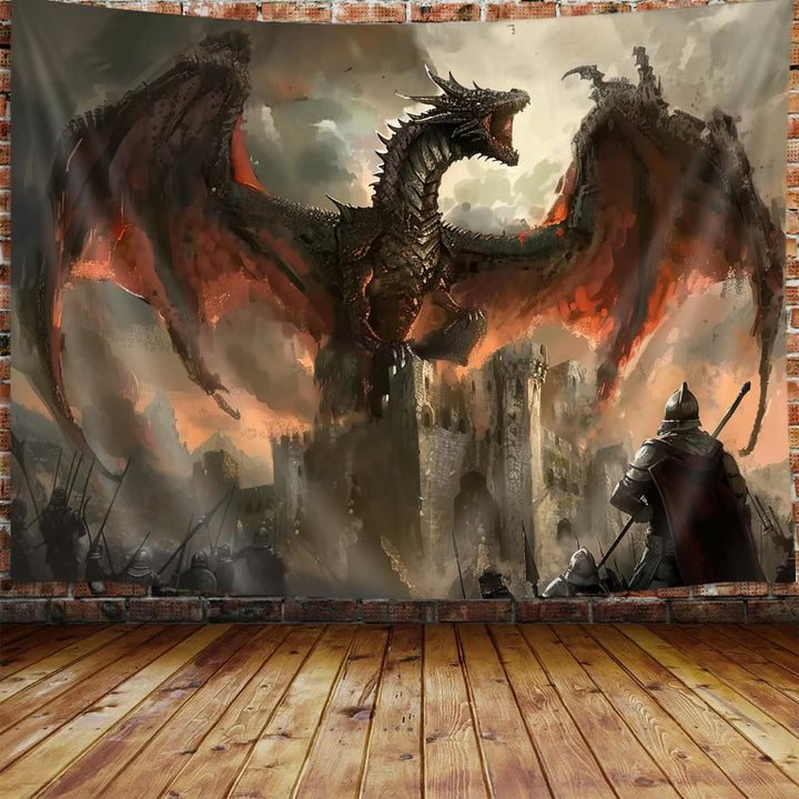 WorldNorse Medieval Fantasy Castle Dragon Tapestry - image 1
