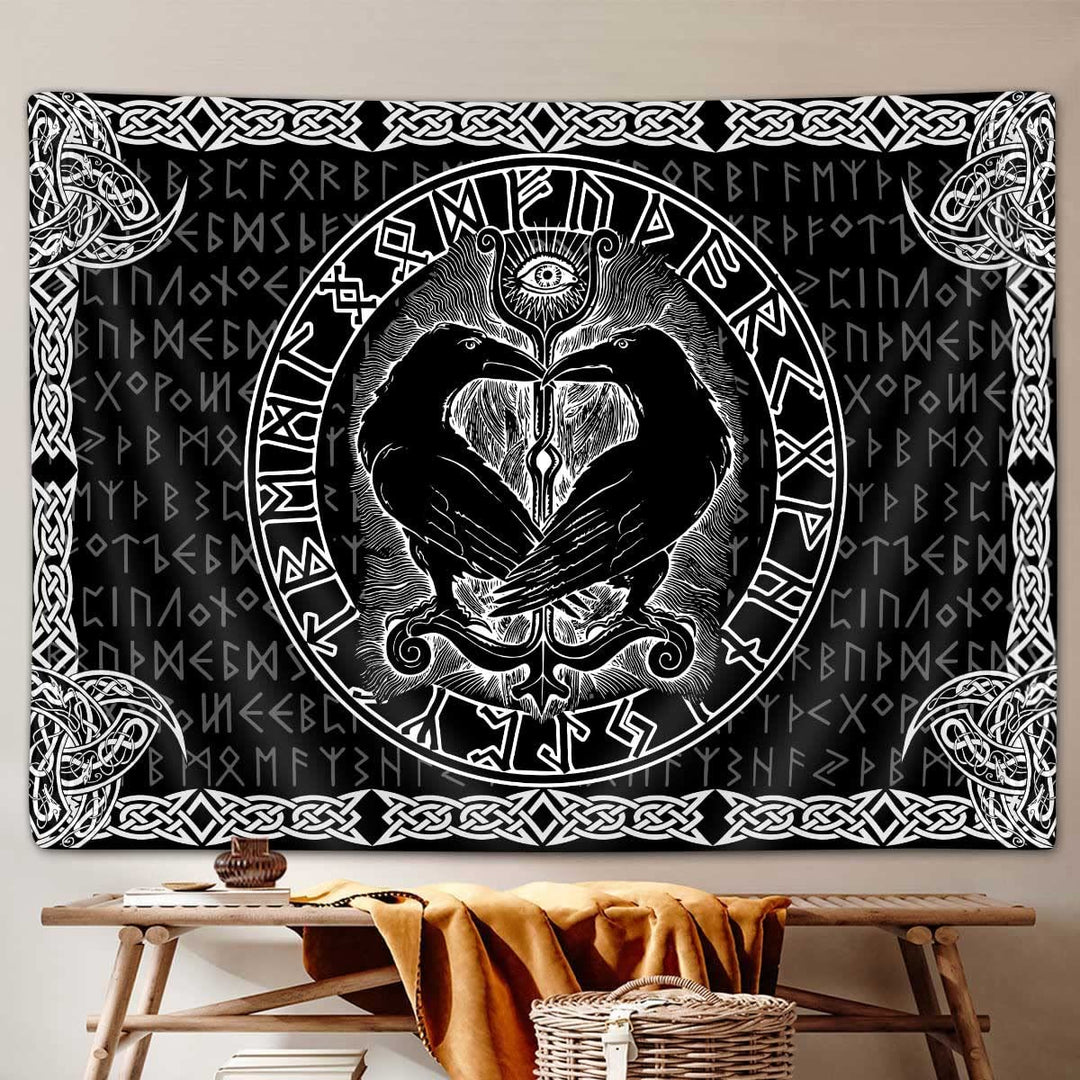 WorldNorse Ravens Heart Shape Omniscient Eye Tapestry - image 0