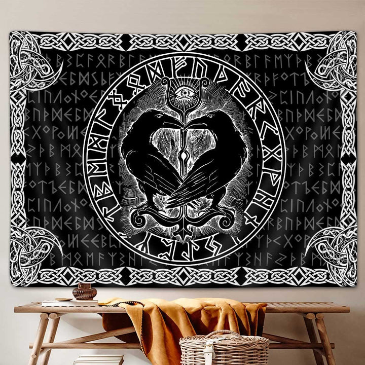 WorldNorse Ravens Heart Shape Omniscient Eye Tapestry - image 0
