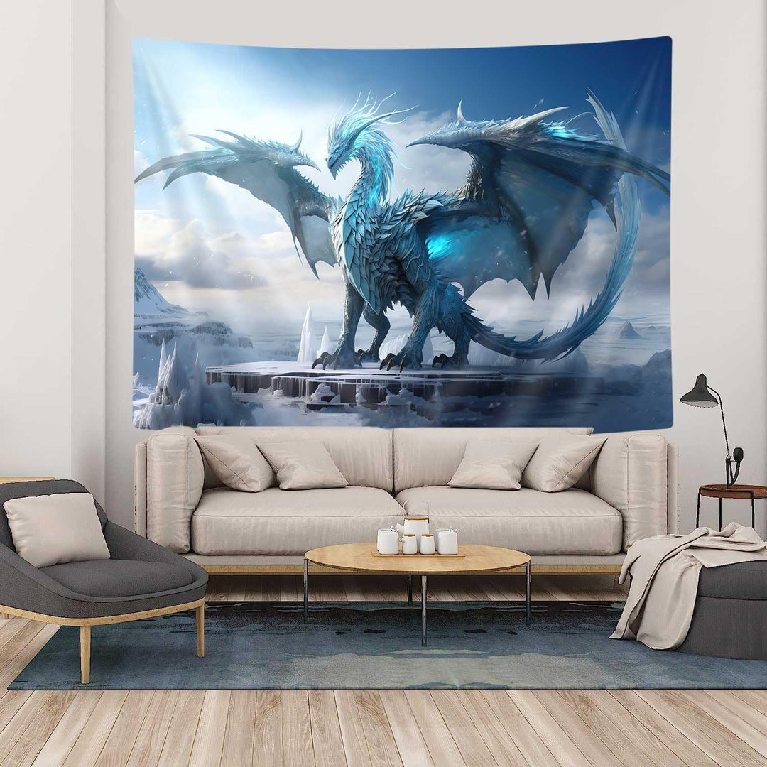 WorldNorse Majestic Ice Dragon Snow Regions Tapestry - image 4