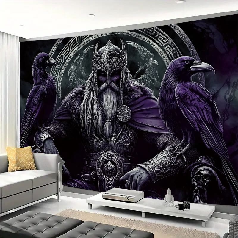 WorldNorse Gothic Purple Ravens Knight Tapestry - image 4
