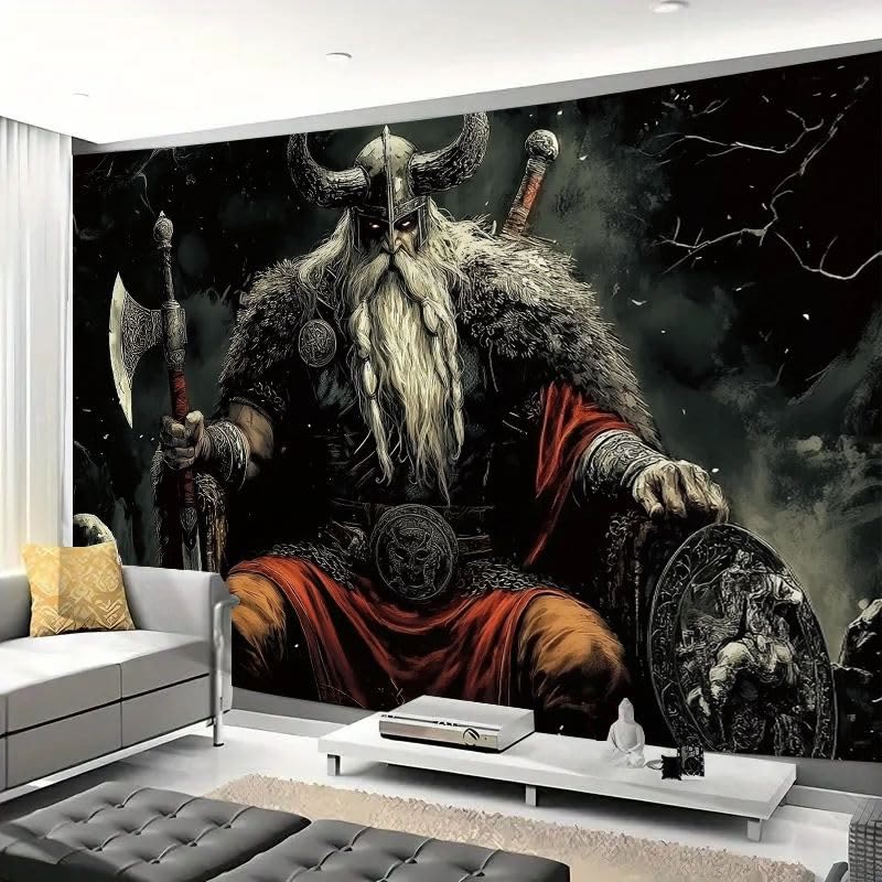 WorldNorse Norse Weapon Warrior Holding A Shield Tapestry - image 4