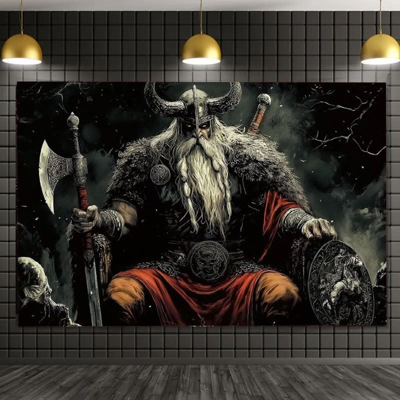 WorldNorse Norse Weapon Warrior Holding A Shield Tapestry - image 3