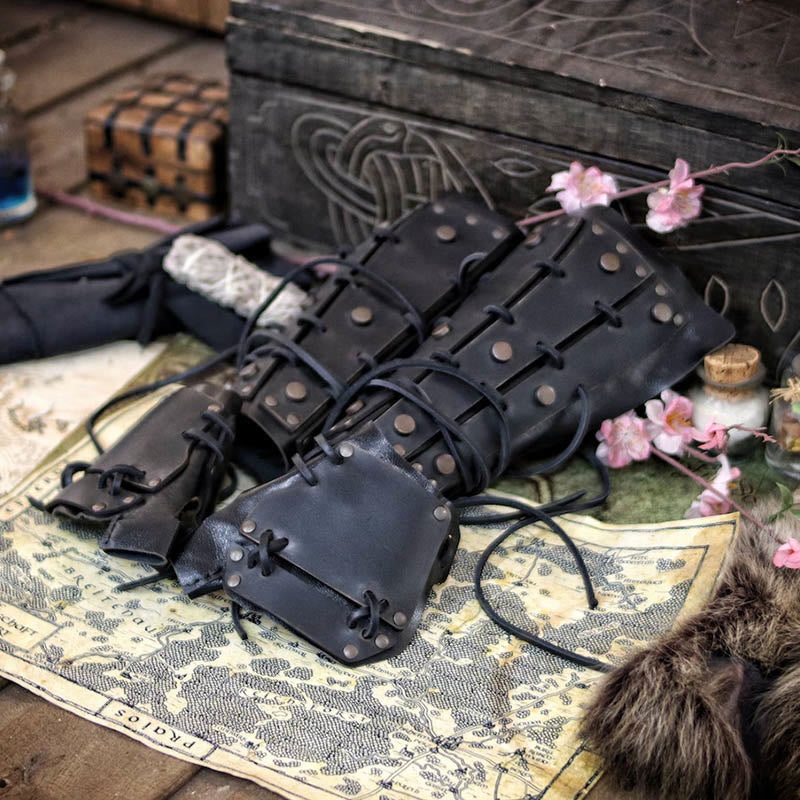 WorldNorse Rivets Lace Up Finger Covering Arm Bracers - image 5