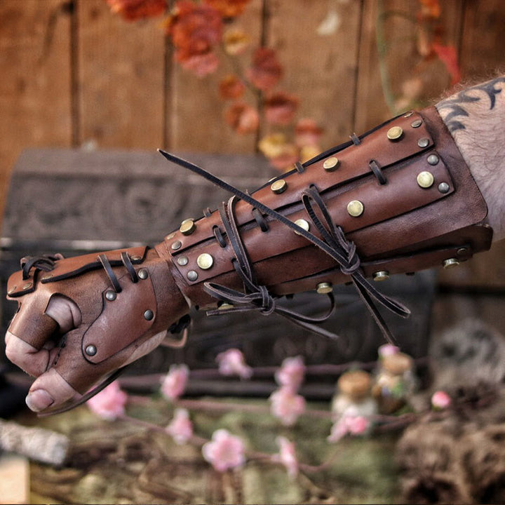 WorldNorse Rivets Lace Up Finger Covering Arm Bracers - image 7