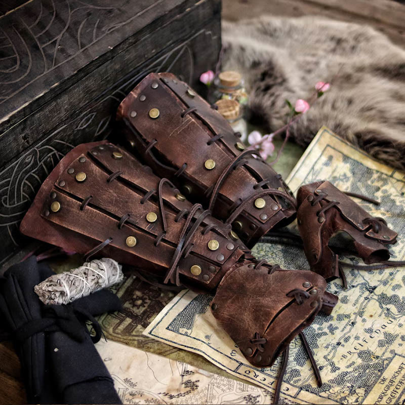 WorldNorse Rivets Lace Up Finger Covering Arm Bracers - image 2