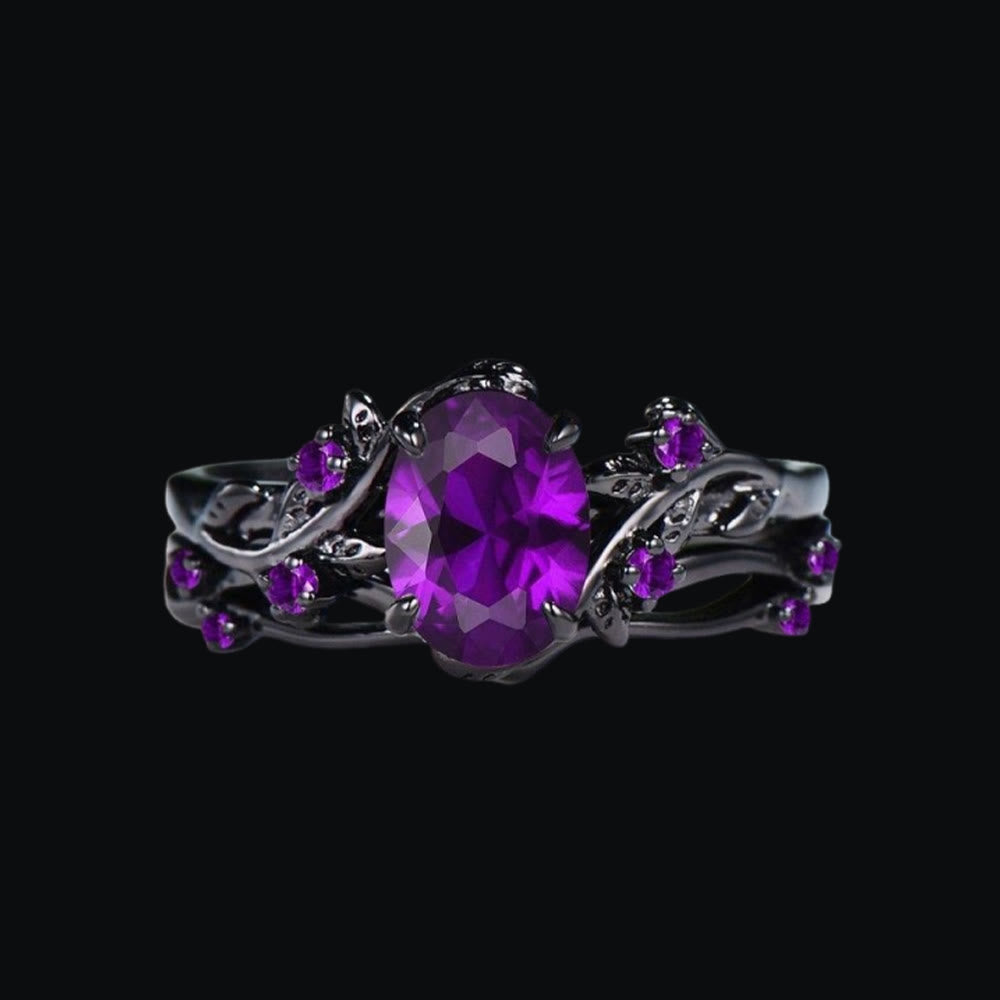 WorldNorse Midnight Amethyst Norse Vine Ring - UK Size T1/2（US 10） - image 0
