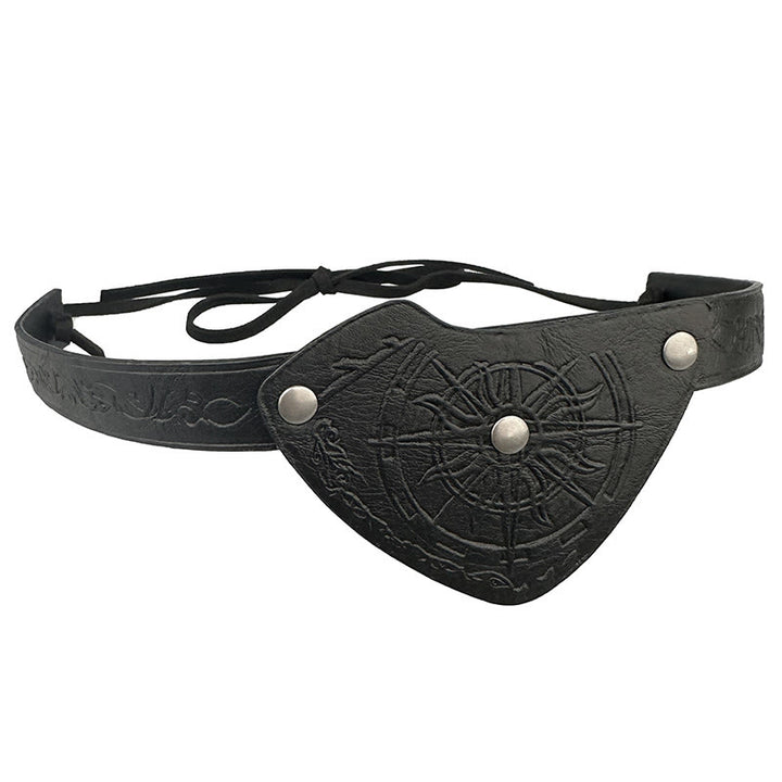 WorldNorse Viking Compass Embossed Leather Eye Patch - Black - image 0