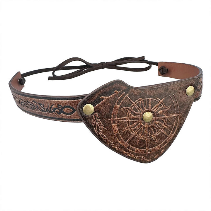 WorldNorse Viking Compass Embossed Leather Eye Patch - Dark Brown - image 5