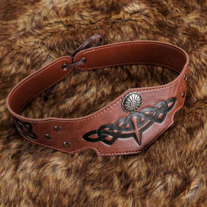 WorldNorse Medieval Renaissance Celtic Knot Leather Headband - Brown - image 2