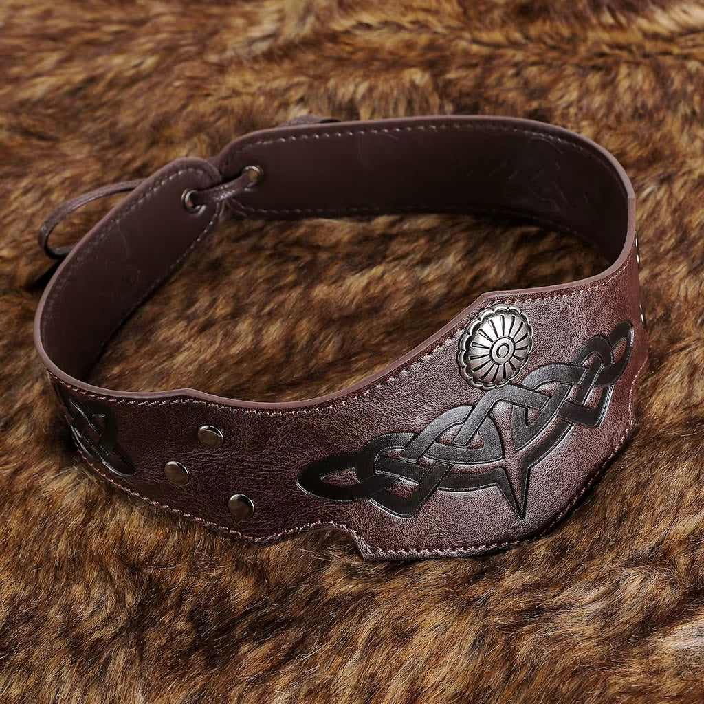 WorldNorse Medieval Renaissance Celtic Knot Leather Headband - Dark Brown - image 3